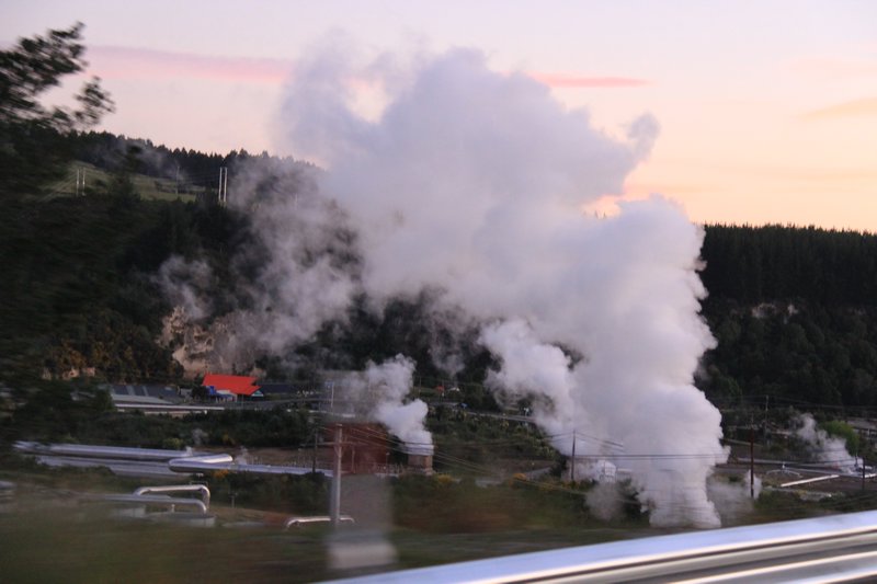 Steam from underground volcanic activity