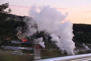Steam from underground volcanic activity