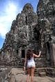 Bayon- What NOT to wear to Angkor.  These are STILL sacred and holy places lady!  Would you visit the Vatican dressed like that?!
