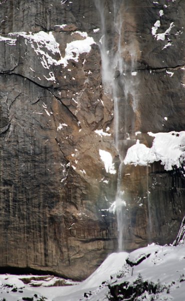 the snowcone at the base of upper Yosemite Falls
