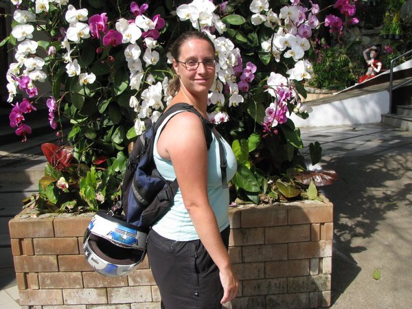 Biker Stacey with orchids