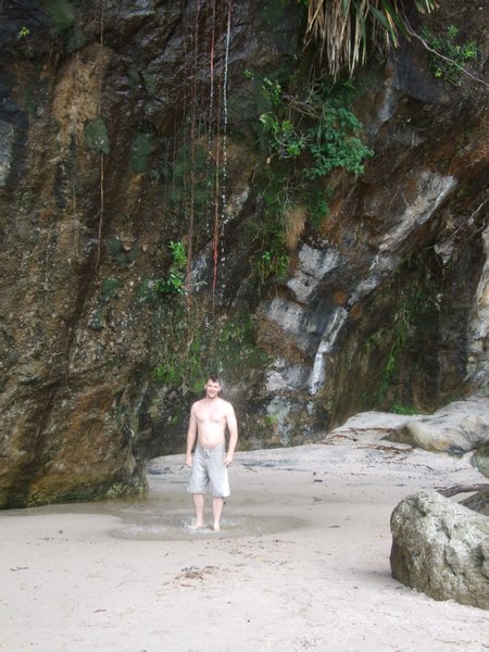 Cathedral Cove waterfall