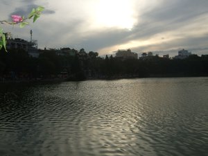 morning beside lake in Hanoi