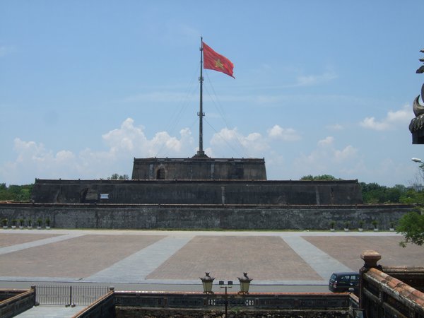 Vietnam Flag at outer wall of Citadel