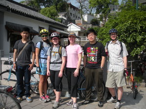 8am bike ride group through Longjing Tea Village