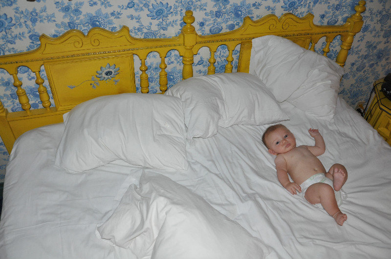 Little Baby in a BIG Bed - Madonna Inn in SLO, CA
