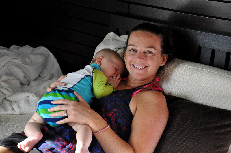 Bennett & his Auntie chilling in the Cabana