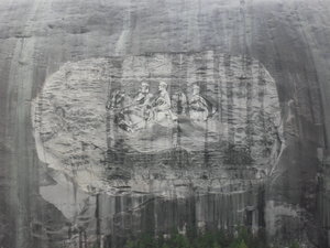 The carving on Stone Mountain