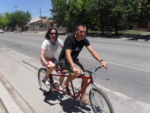 Trying out a tandem bike!