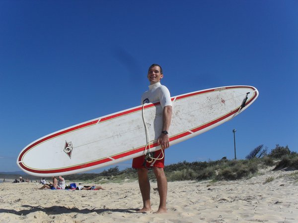 Doddy and his 9ft surf board