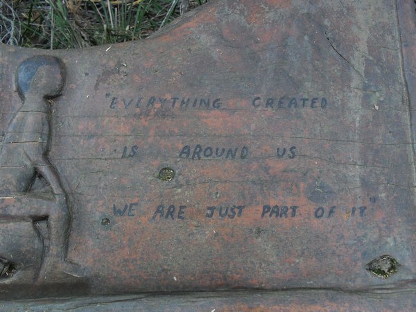 One of the posts on the Aboriginal walk