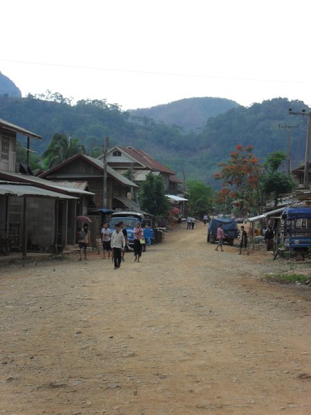 The main street in Nong Khiaw