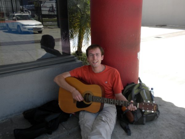 performing at the bus station in Guatemala City