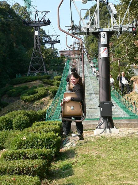 Vik on Chairlift up to Matsuyama Castle