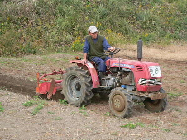 Morioka-san on his tractor