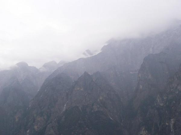 Misty Morning View from Guesthouse - Tiger Leaping Gorge