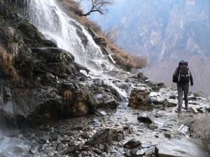 Path becomes waterfall - Tiger Leaping Gorge