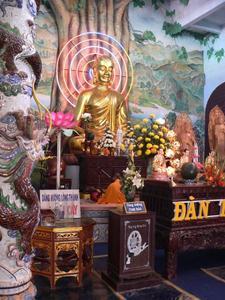 Monk & Neon Buddha, Dragon Temple, Near Dalat