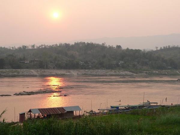 Sunset over Thailand, from Huay Xia, Laos