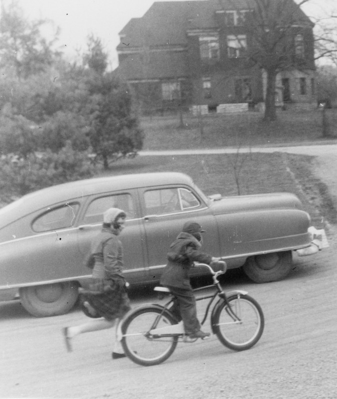 Me learning to ride first bike 1954