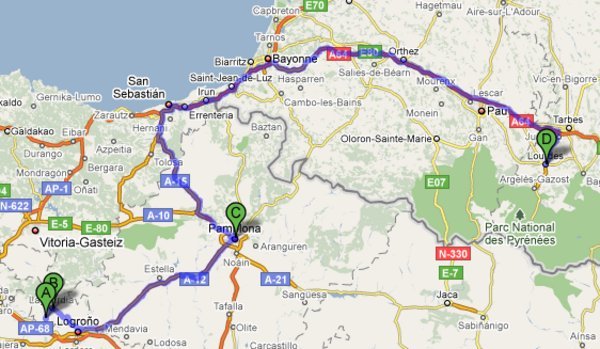 Map of day's journey