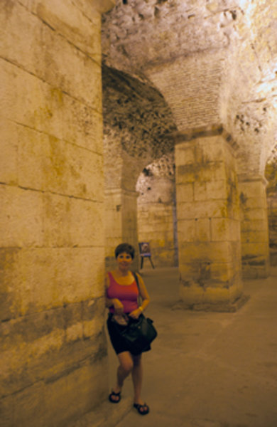 Jennie in underground chamber of Diocletian's Palace