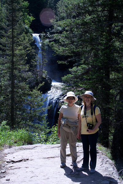 Jennie, Jan with waterfall