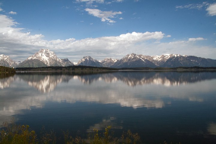 Tetons reflected in Jackson Lake