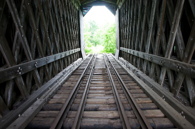 Covered railroad bridge