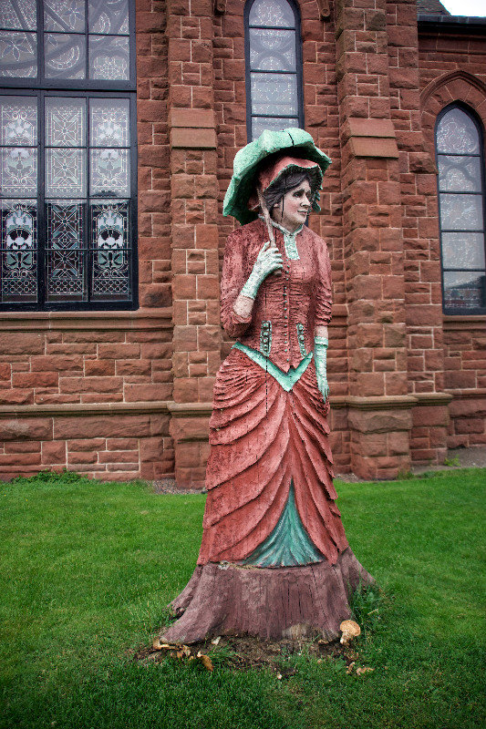 Woman's statue outside Baptist church in Amherst NS