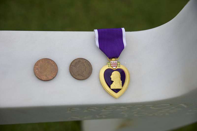 Purple Heart on the grave of one of the Niland brothers