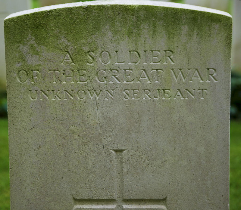 Grave of unidentified sergeant - Sanctuary Wood Cemetery