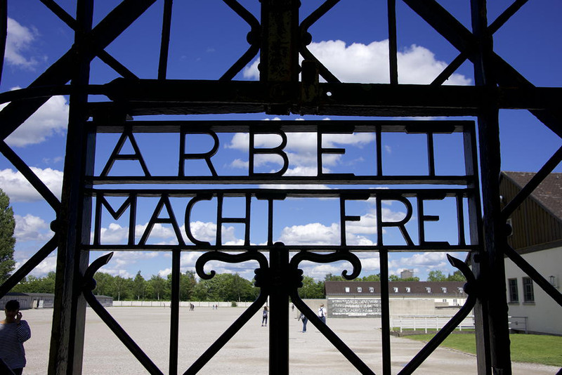 Cynical entry gate at Dachau