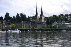 Twin spires of the Hofkirche, Lucerne