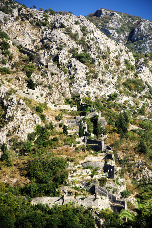 Kotor walls going up mountainside