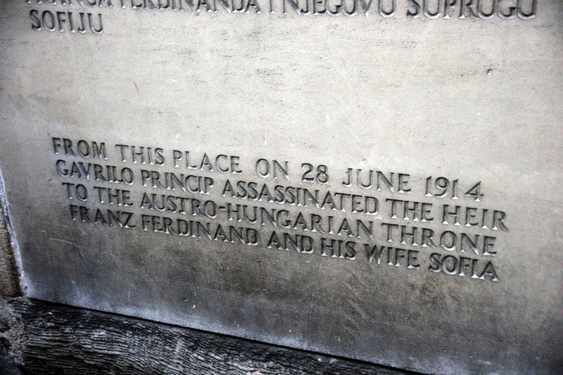 Plaque at Archduke Ferdinand assassination site