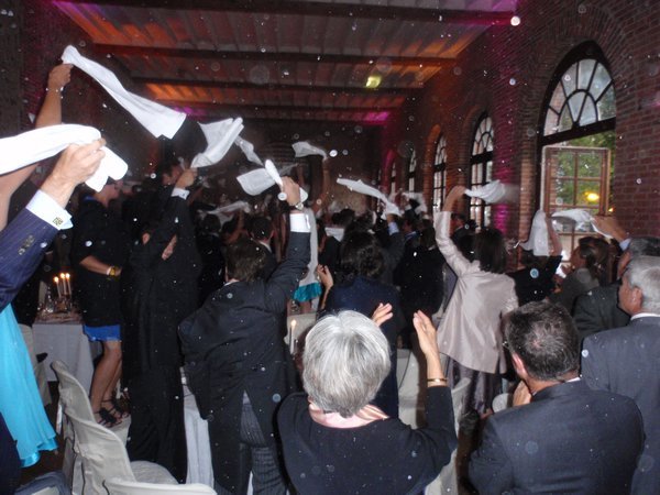 Cheering in the bride and groom