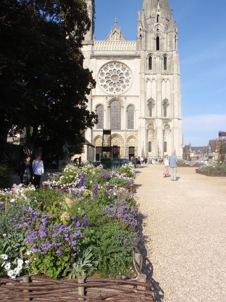 Approaching Chartres cathedral