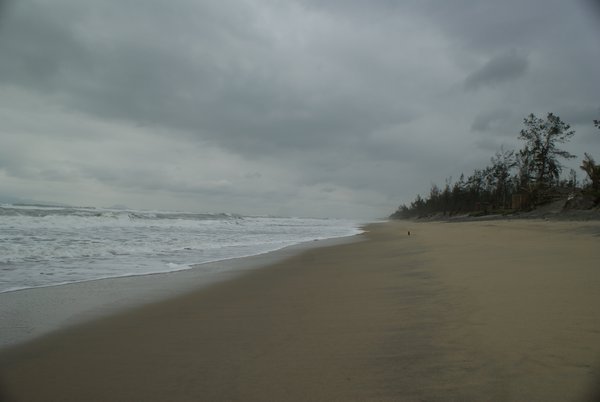 Cold, empty beach.