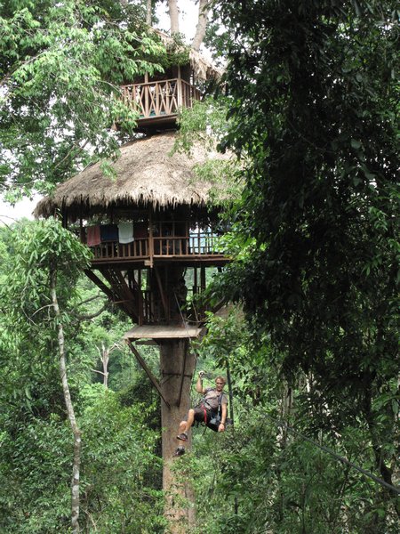 Dana Zipping from our home: Treehouse #7