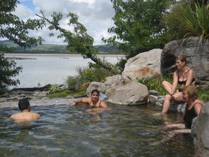Enjoying the hot pools at the Polynesian Spa