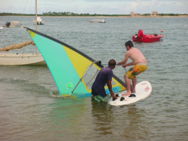 Rob's first attempt at Windsurfing