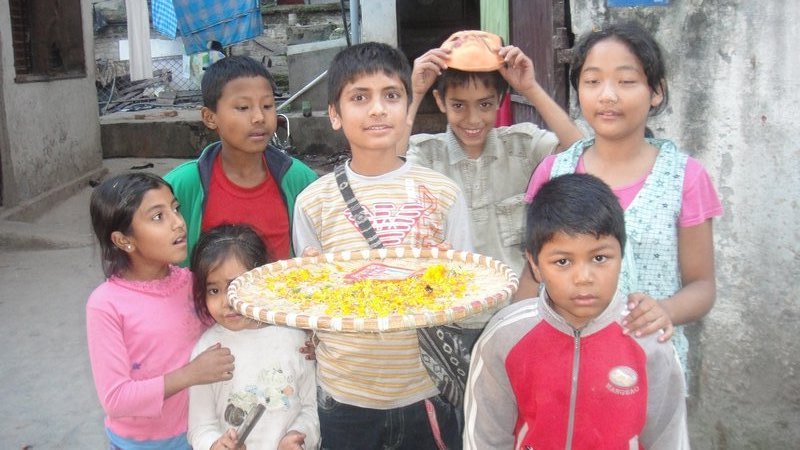 Kids celebrating Diwali (Tihar)