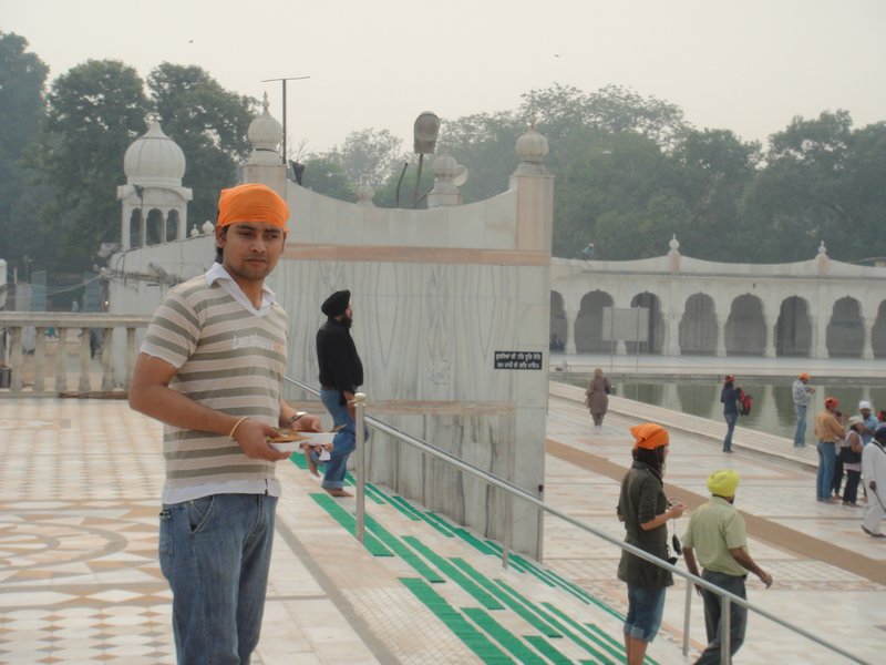 My Guide at Sikh Temple in Delhi