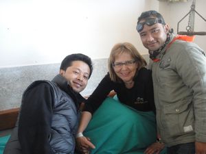 Ashim, Phillipa, and Mahesh in Hospital in Tansen