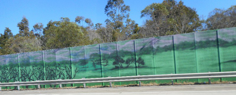 Decorated Sound Barriers along the Highway