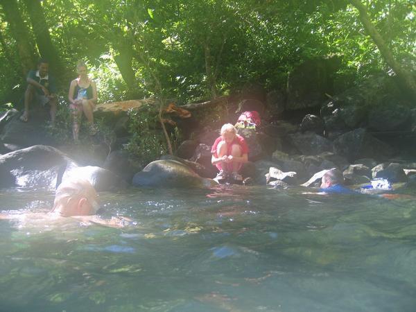 swimming at the second waterfall