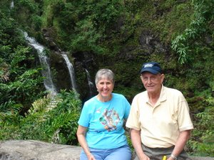 Sally & John with a pictoresque waterfall