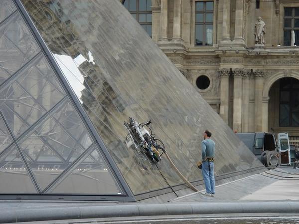 Yes, even the Louvre Pyramid gets dirty...