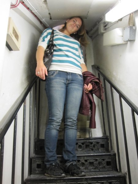 Stairwells not made for giants like Mariya